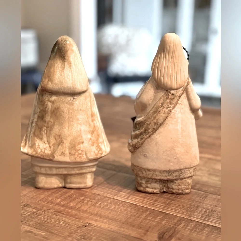 Pottery Nativity Shepard / Wife Figurines. Neutral 8” EUC Stoneware | Iron